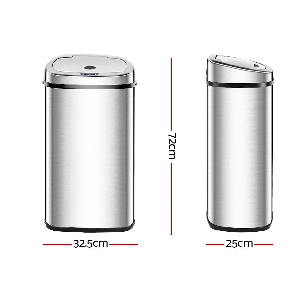 Motion Sensor Rubbish Bin 50L Stainless Steel - Weisshorn