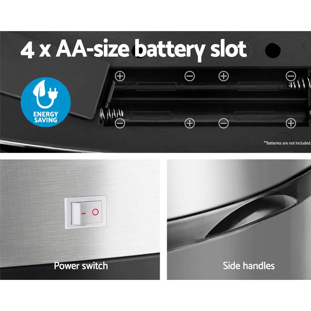 Motion Sensor Rubbish Bin 50L Stainless Steel - Weisshorn