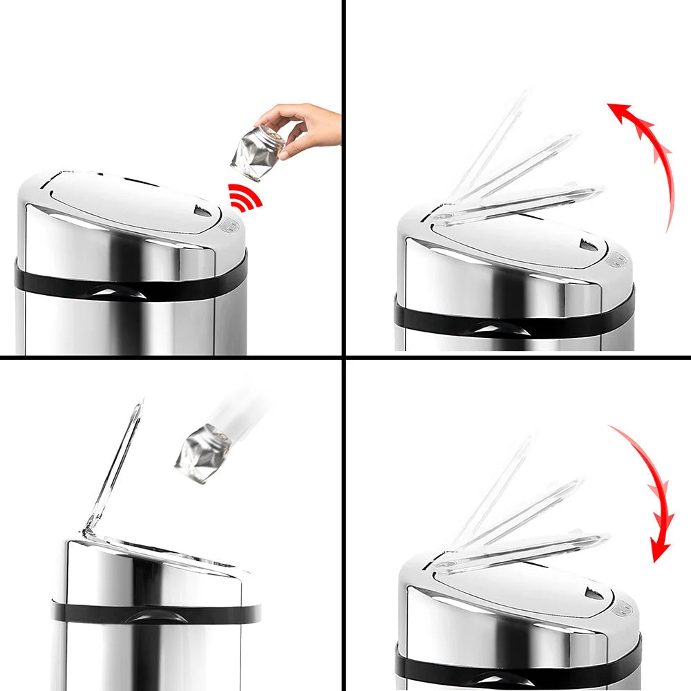 Motion Sensor Rubbish Bin 50L Stainless Steel - Weisshorn