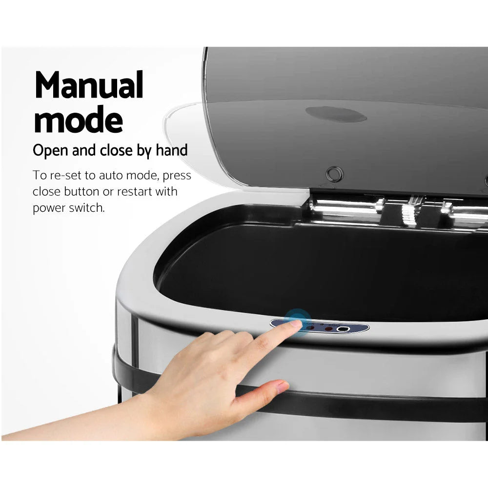 Motion Sensor Rubbish Bin 50L Stainless Steel - Weisshorn