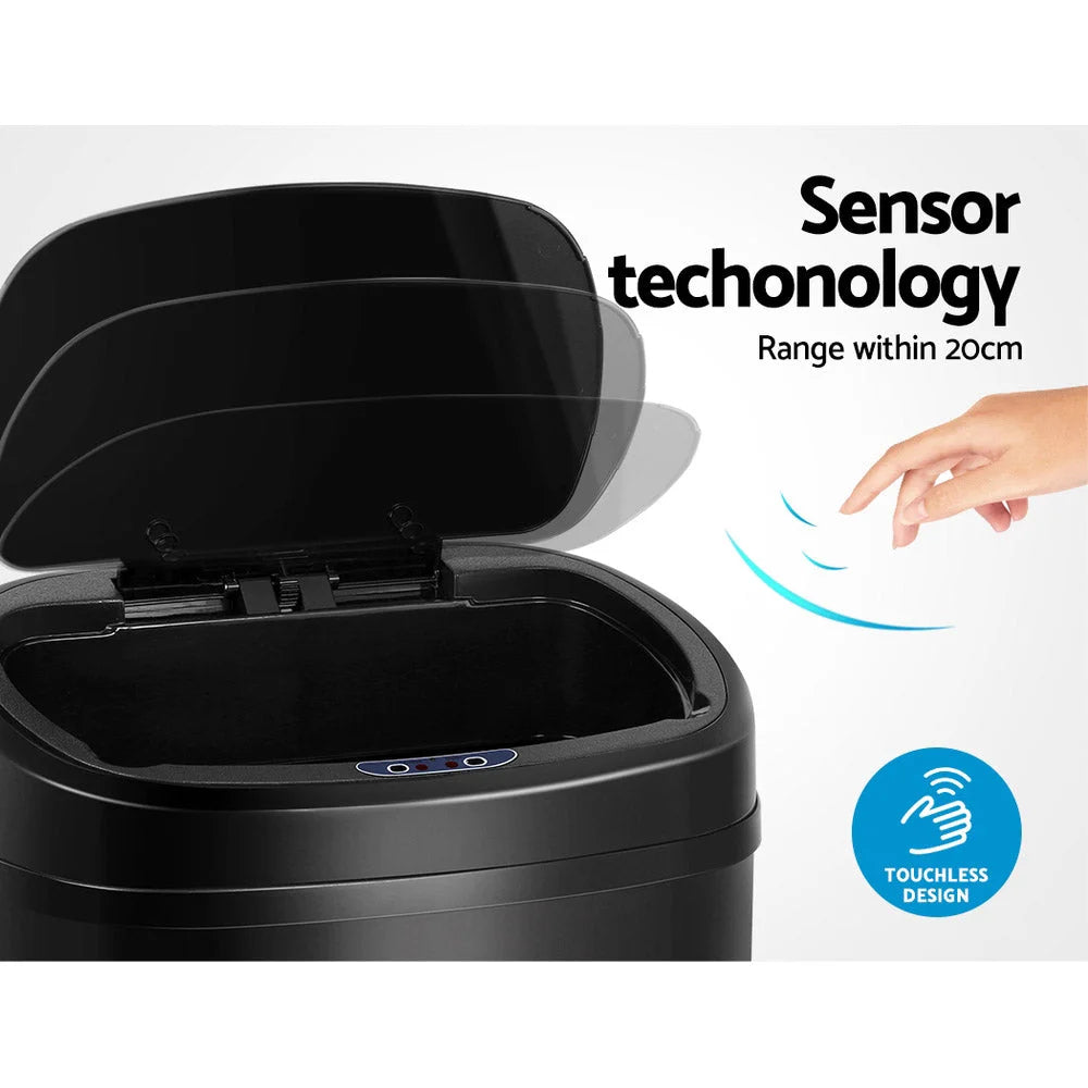 Motion Sensor Rubbish Bin 58L Black 678