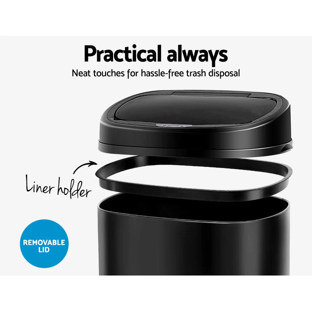 Motion Sensor Rubbish Bin 58L - Black
