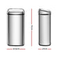 Motion Sensor Rubbish Bin 68L Stainless Steel - Kitchen Bins