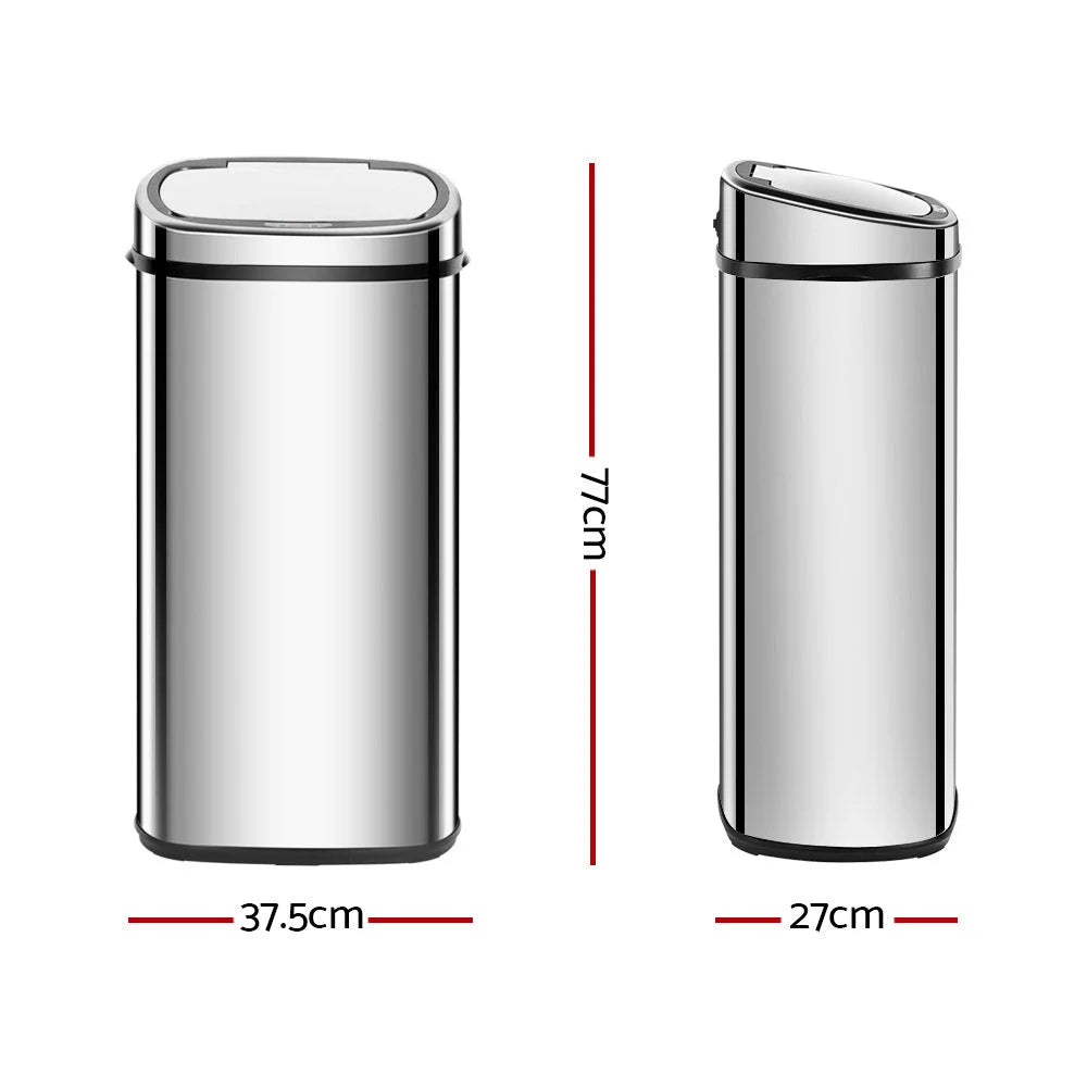 Motion Sensor Rubbish Bin 68L Stainless Steel - Kitchen Bins