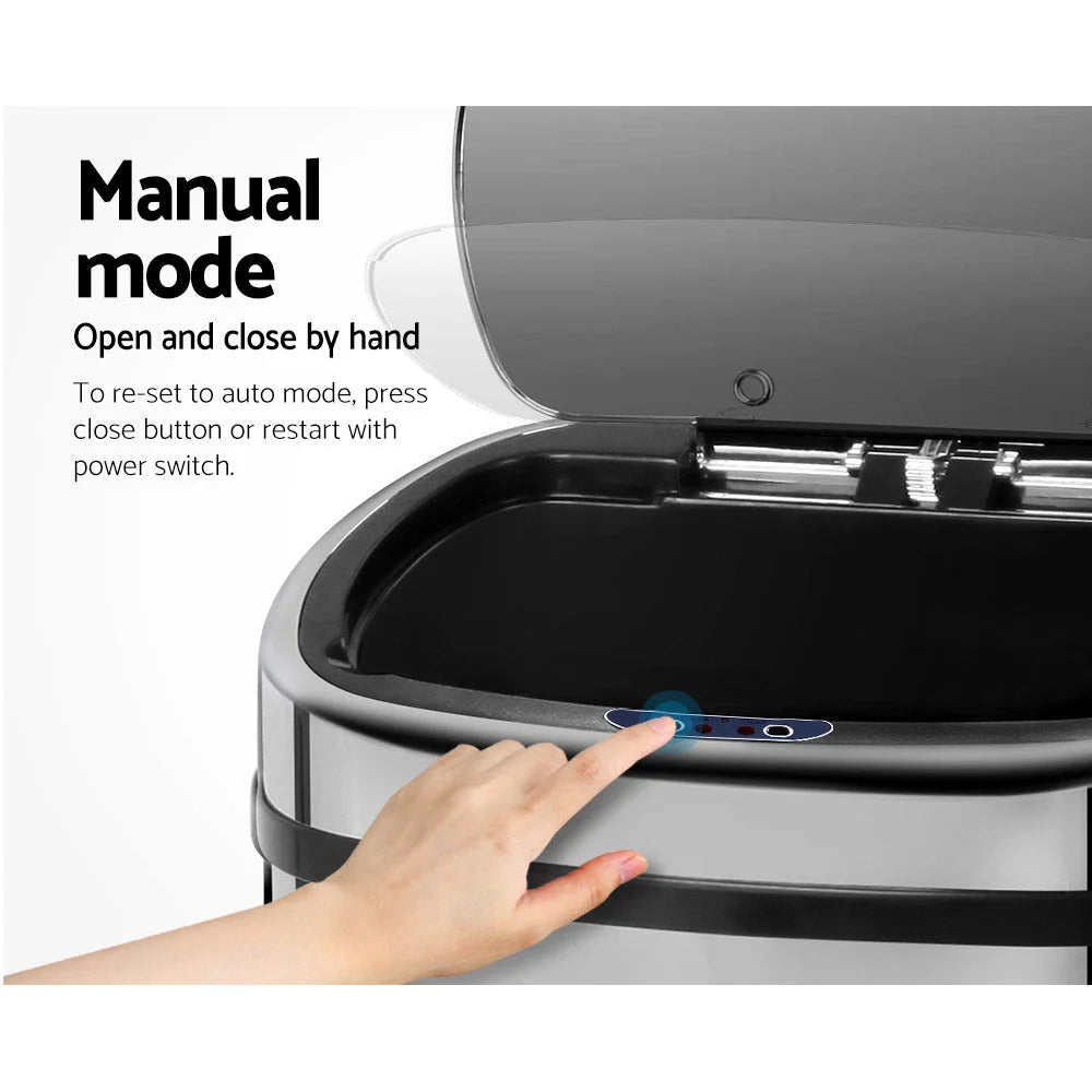 Motion Sensor Rubbish Bin 68L Stainless Steel - Kitchen Bins
