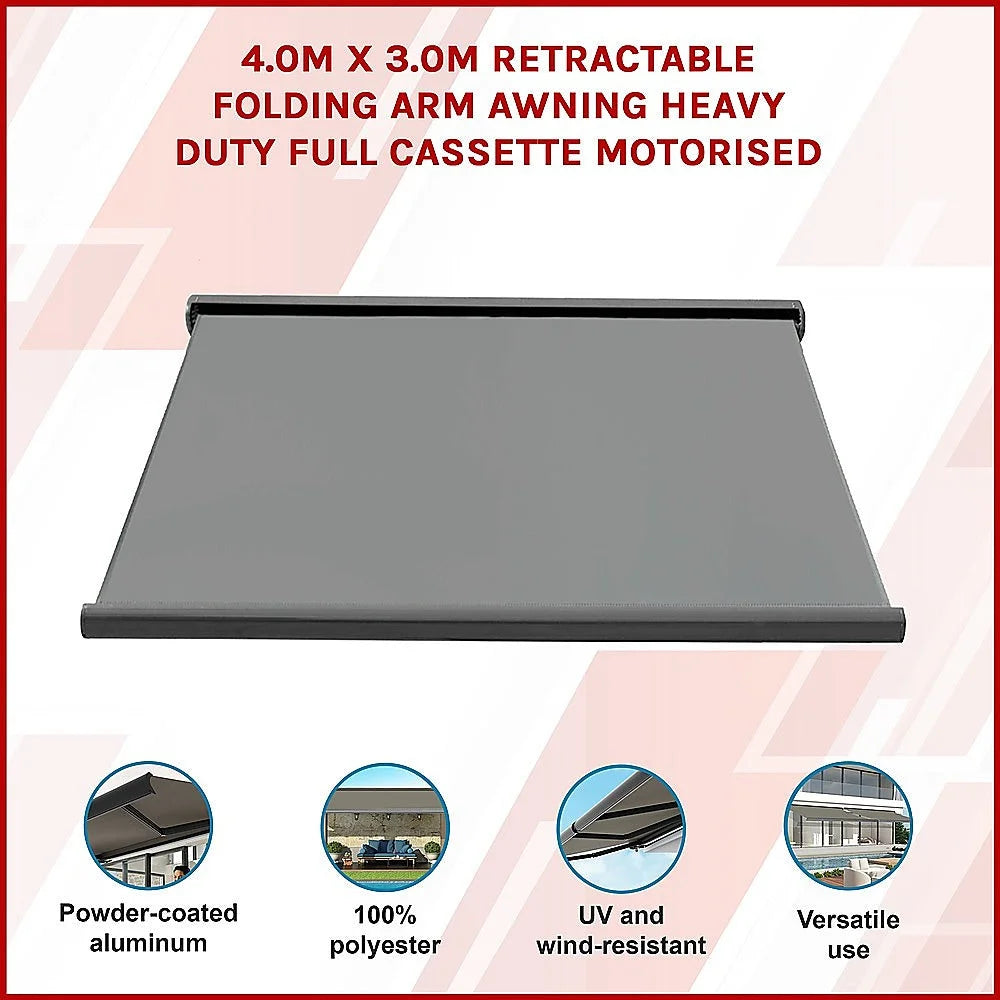 Motorised Awning Heavy Duty Full Cassette 4.0m x 3.0m