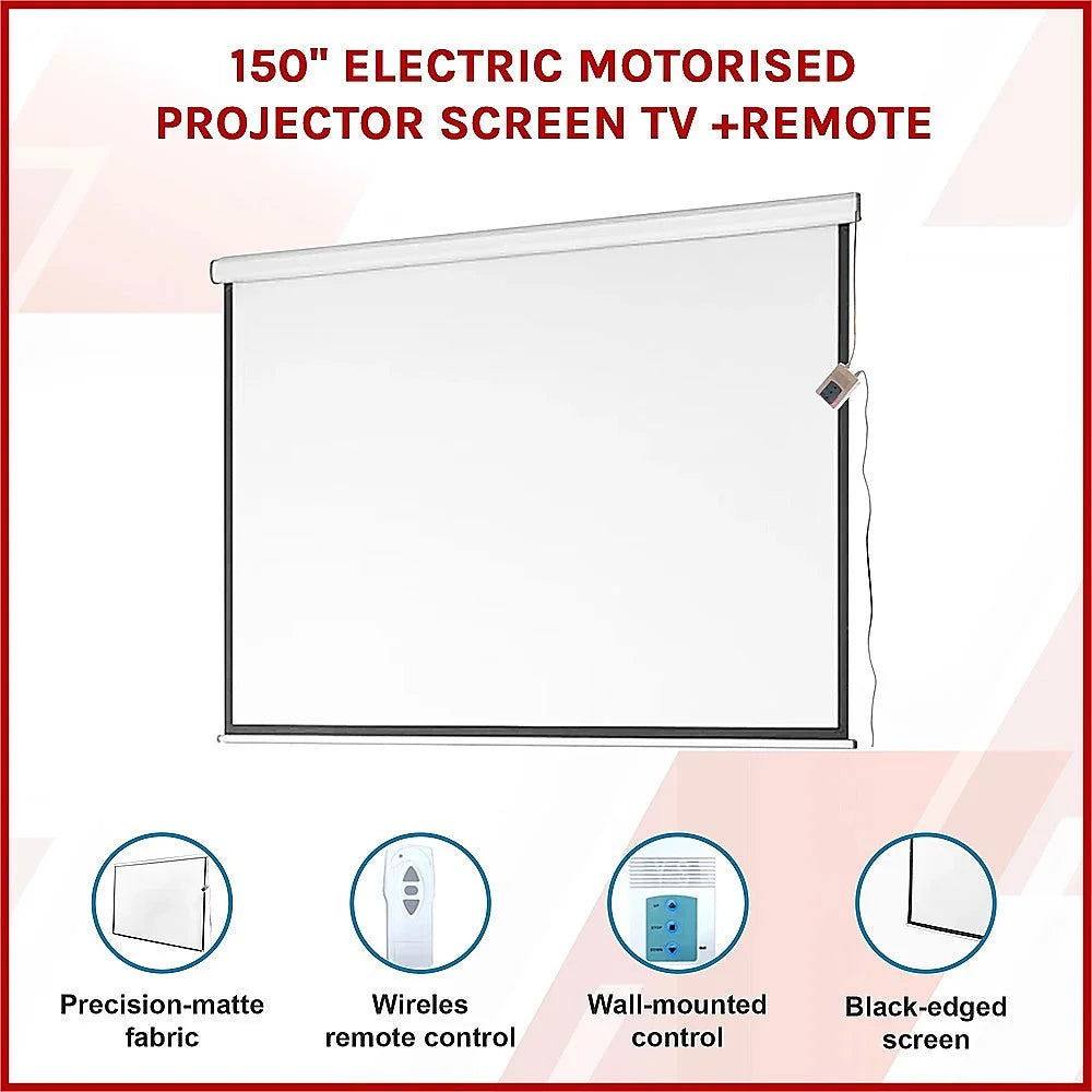 Motorised Projector Screen 150’’ TV with Remote