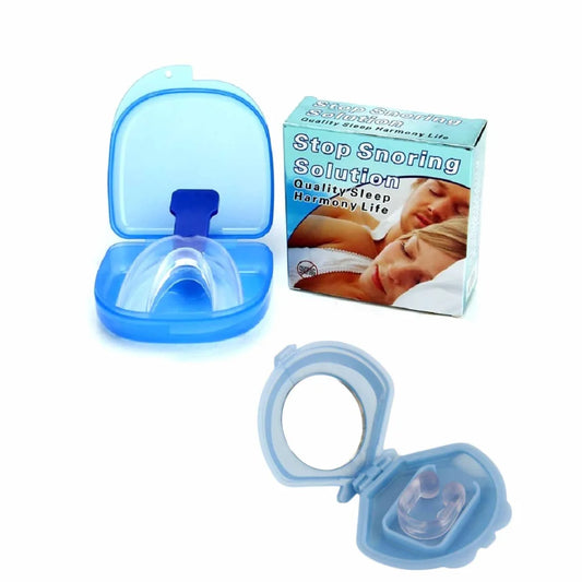 Mouthguard Mouthpiece + Nose Clip Anti Snoring Aid Sleep