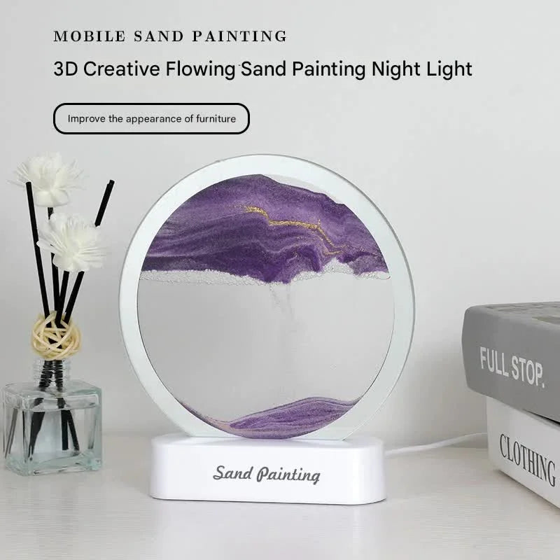 Moving Sand Art Picture with LED Night Light Base - USB
