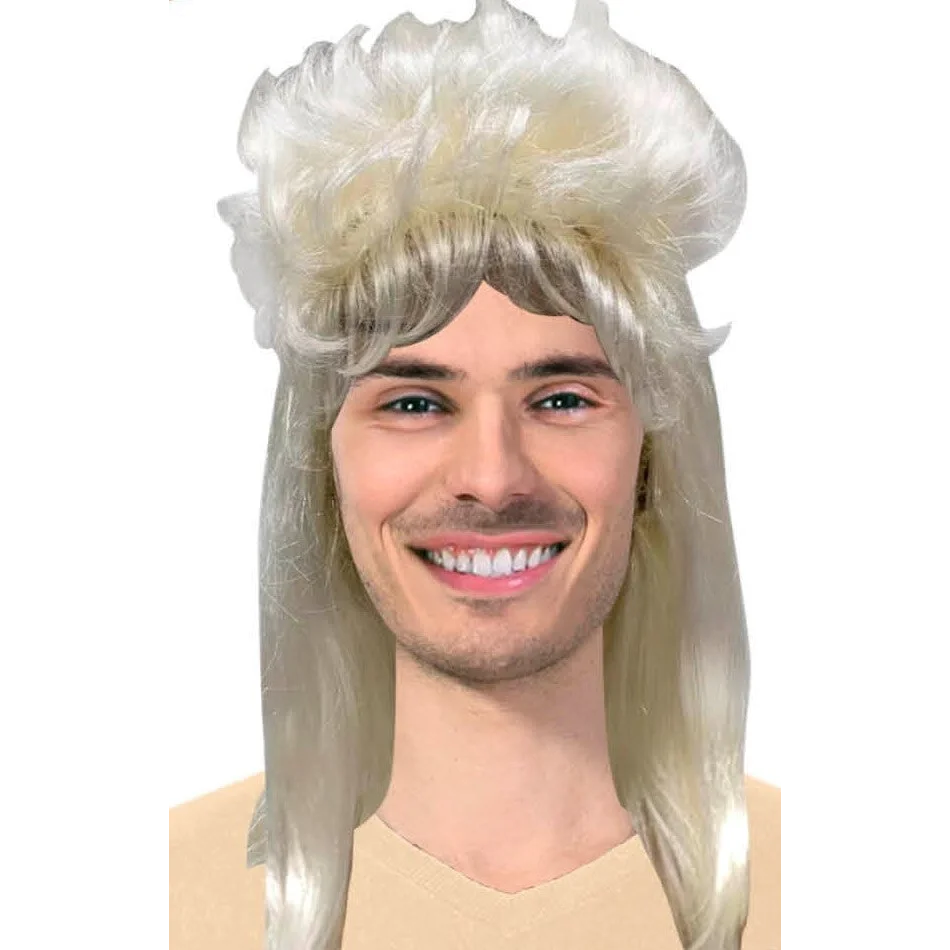Mullet Wig 80s Fancy Dress Mens Party Costume Rock Bogan