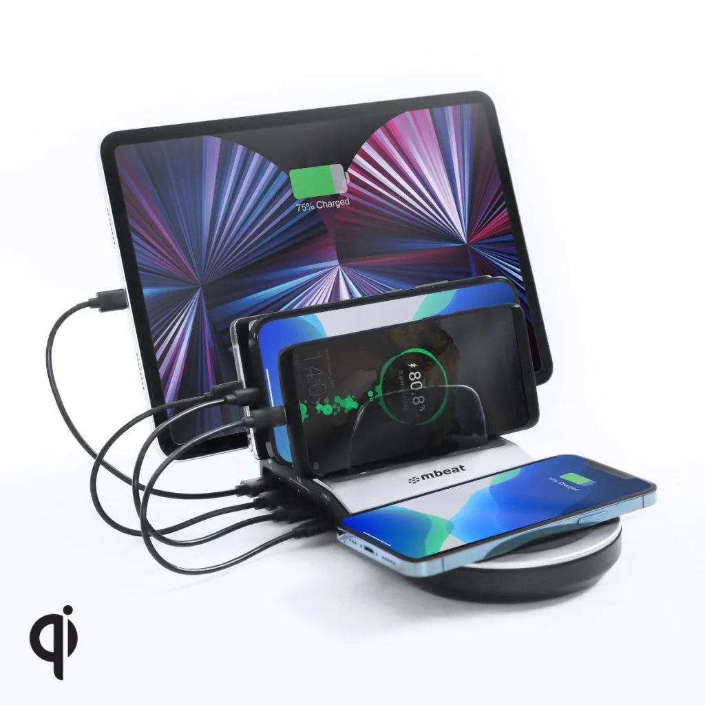 Multi-Device USB & Wireless Charging Dock 50W Qi Certified