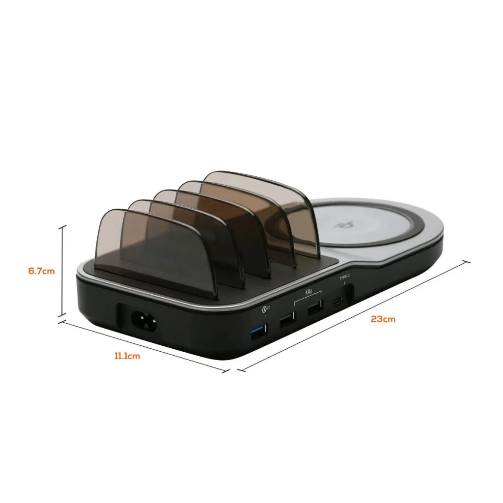 Multi-Device USB & Wireless Charging Dock 50W Qi Certified