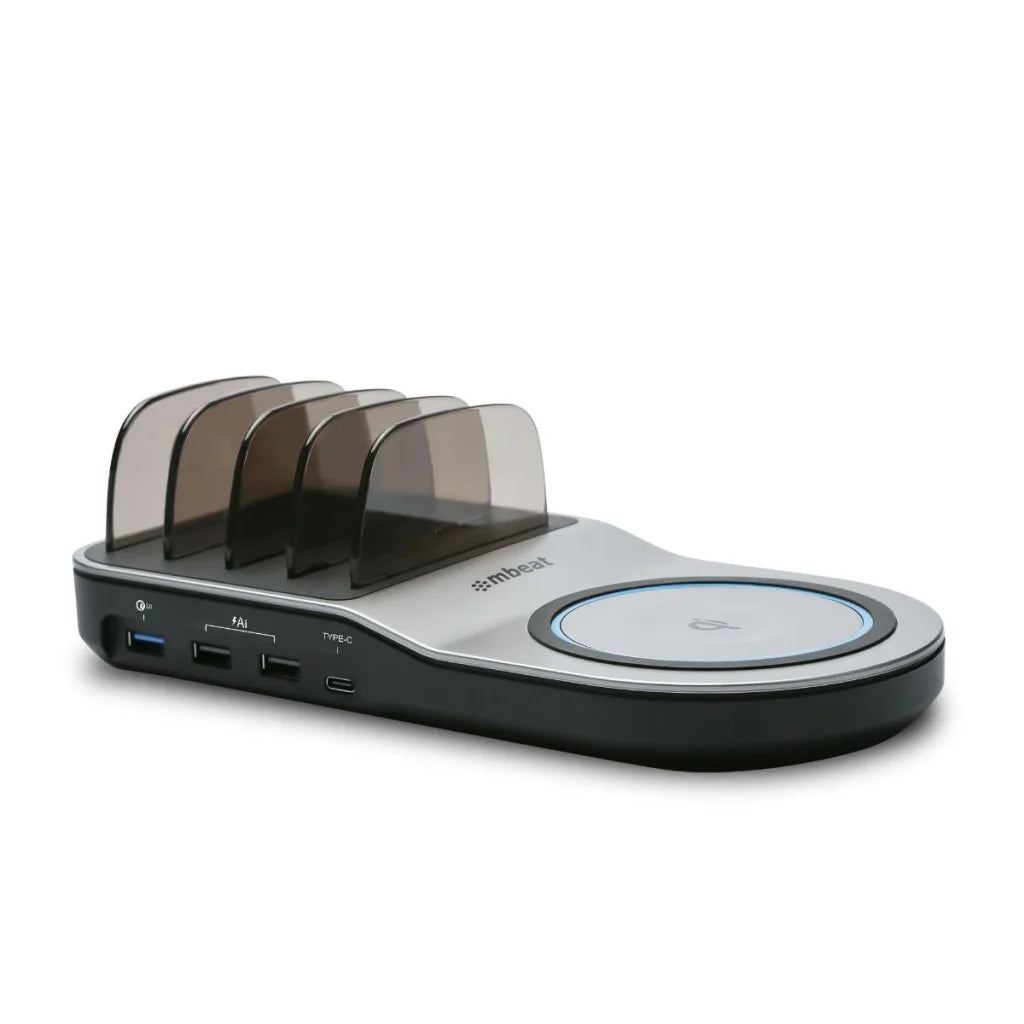 Multi-Device USB & Wireless Charging Dock 50W Qi Certified