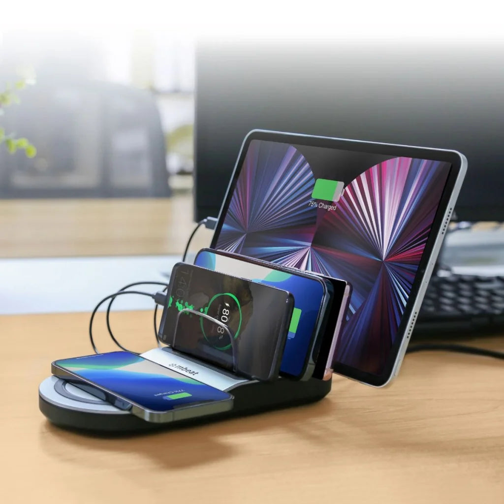 Multi-Device USB & Wireless Charging Dock 50W Qi Certified