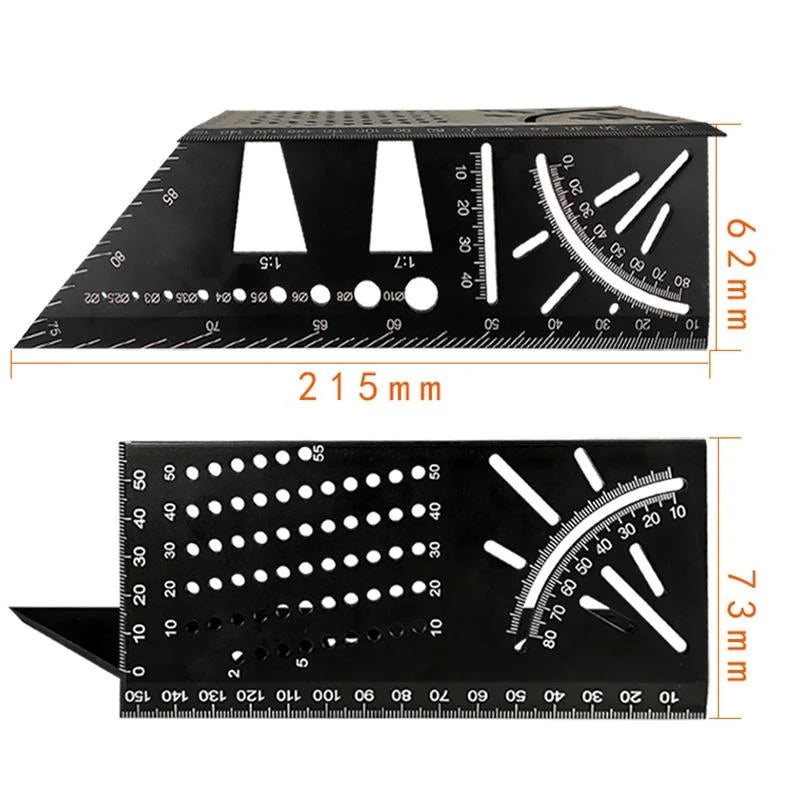 Multi-function Aluminum Angle Ruler for 3d Woodworking