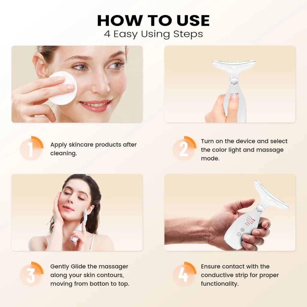 Multi-Function Facial & Neck Massager with LED Light