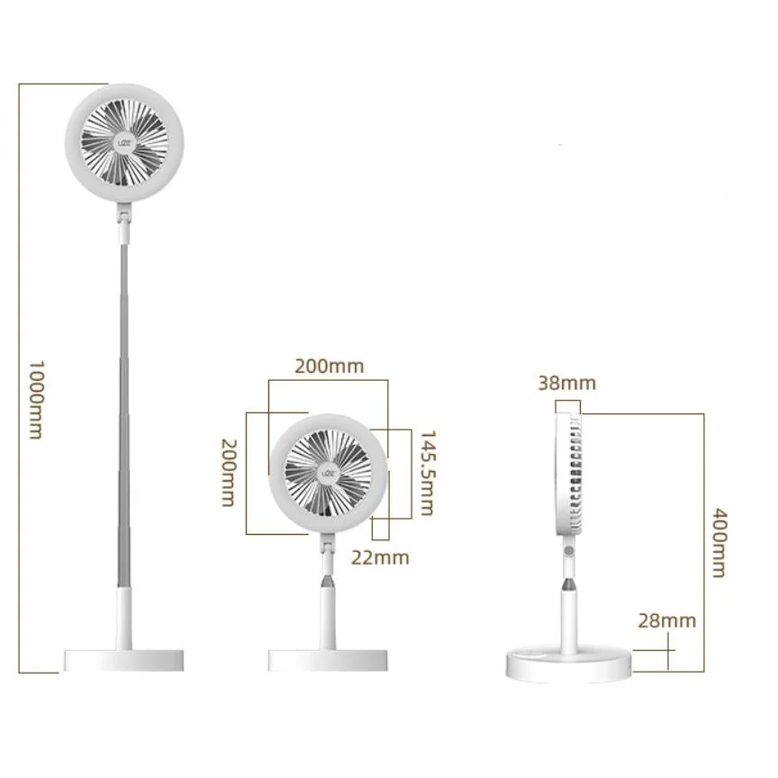 Multi-function Rechargeable Fan Lamp with Telescopic