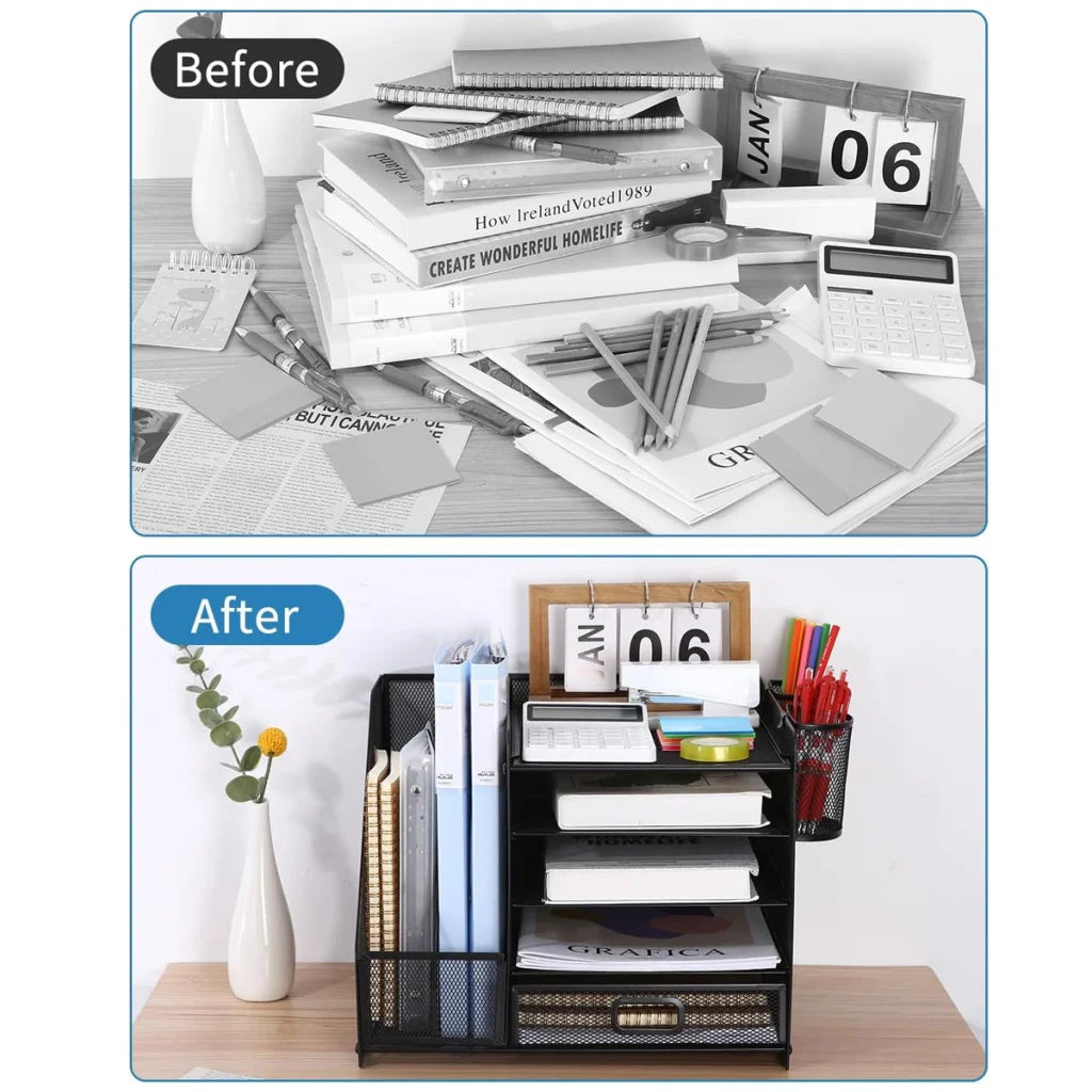 Multi-Tier Desktop Organizer File Holder Document Storage