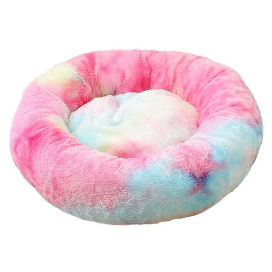 Multicolor 50cm Cozy Round Pet Bed - Plush Cat & Dog Bed