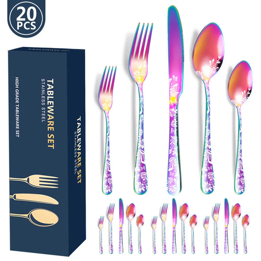 Multicolor Elegant 20-Piece Stainless Steel Cutlery Set