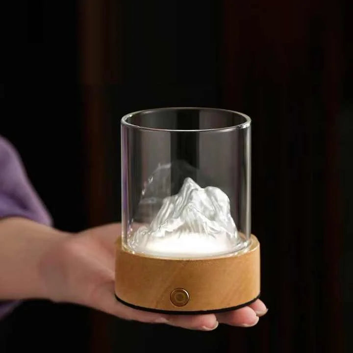 Multicolor LED Glass Night Light with Mountain Design USB