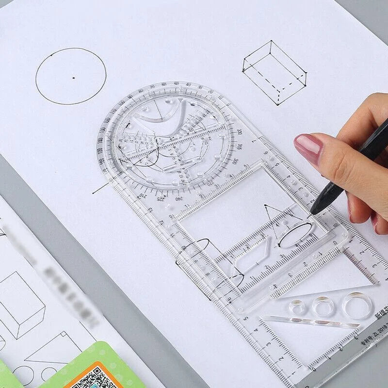 Multifunctional Geometric Ruler Student Mathematics Drawing
