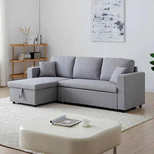 Multifunctional Sofa Bed Fabric Upholstery Chaise Section