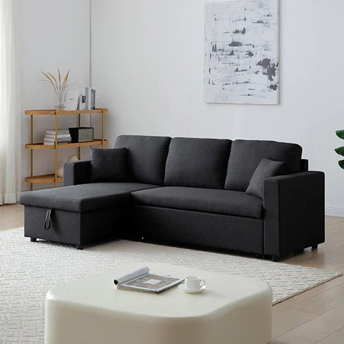 Multifunctional Sofa Bed Fabric Upholstery Chaise Section