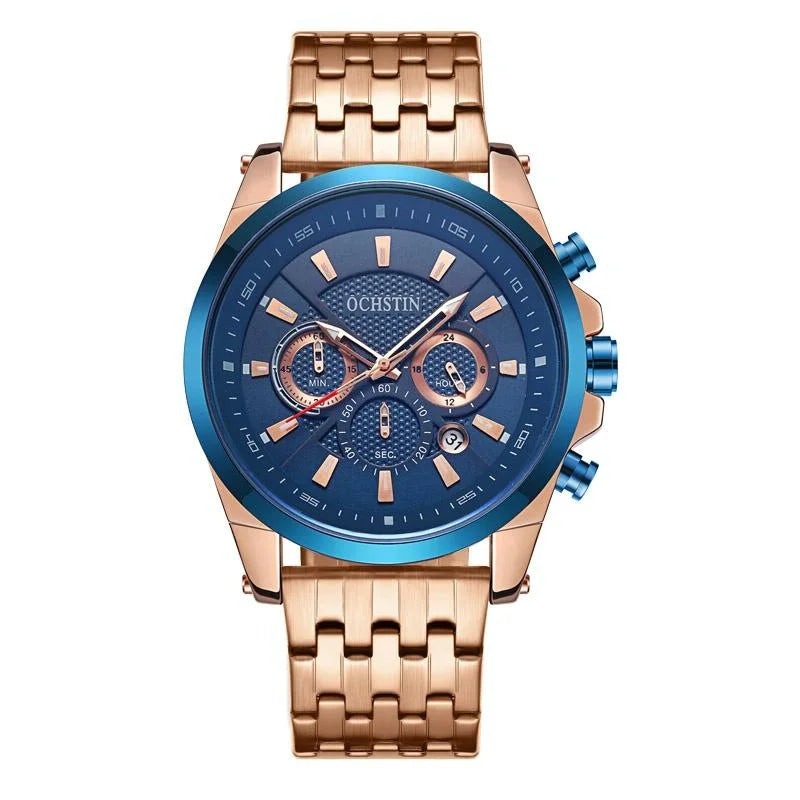 Multifunctional Steel Strap Men Watch - Fashionable Quartz