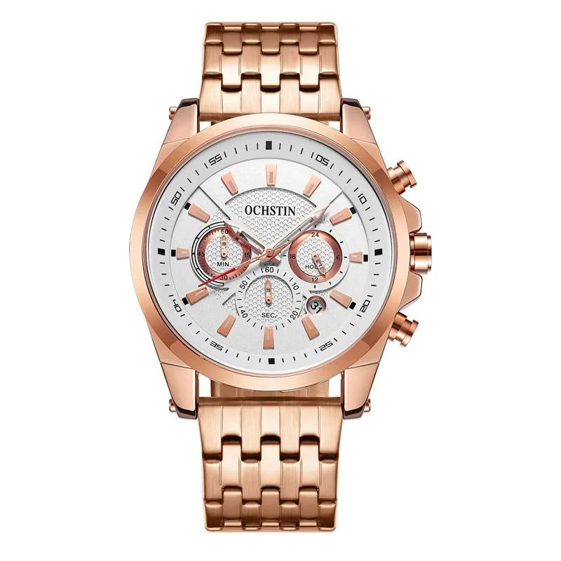 Multifunctional Steel Strap Men Watch - Fashionable Quartz