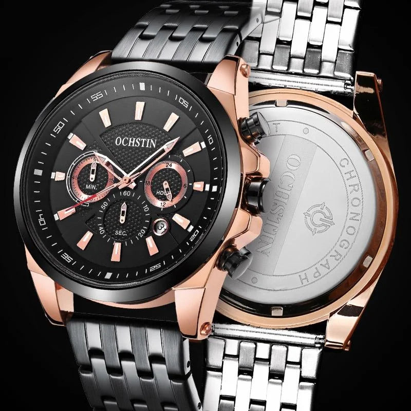 Multifunctional Steel Strap Men Watch - Fashionable Quartz