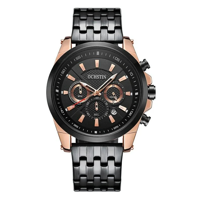 Multifunctional Steel Strap Men Watch - Fashionable Quartz