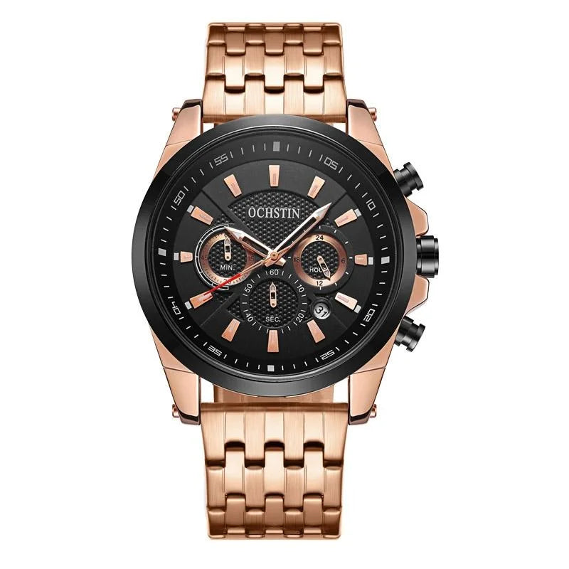 Multifunctional Steel Strap Men Watch - Fashionable Quartz