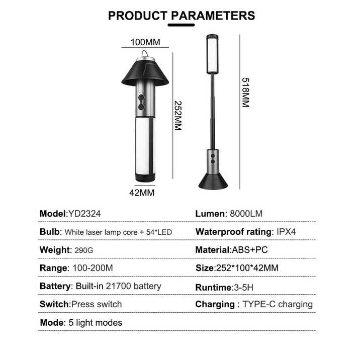Multifunctional Telescopic Camping Lantern – Portable LED