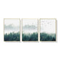 Mystical Forest Canvas Wall Art Set of 3 Gold Frame 60cm x