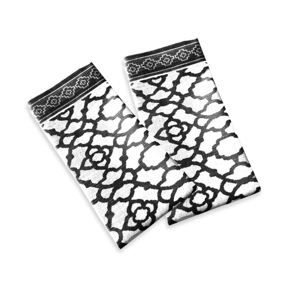 Napkins Rans Set of 2 Cotton Vintage - Black - Home & Garden