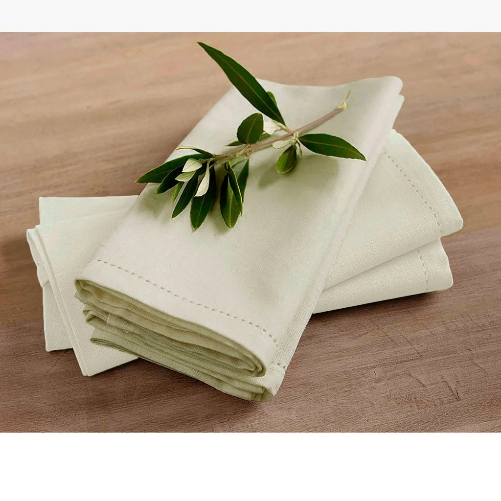 Napkins Rans Set of 4 Cotton Hemstitch - Beige - Home &
