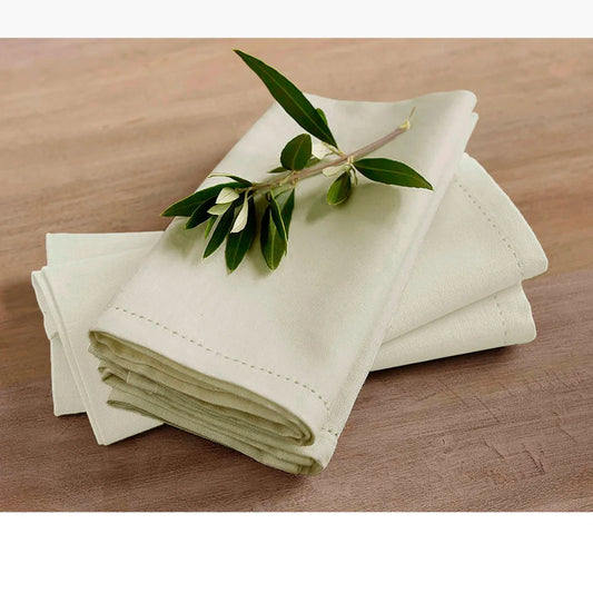 Napkins Rans Set of 4 Cotton Hemstitch - Beige - Home &