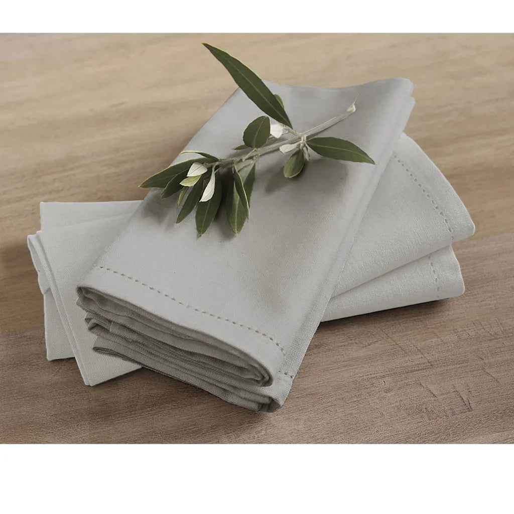 Napkins Rans Set of 4 Cotton Hemstitch - Grey - Home &