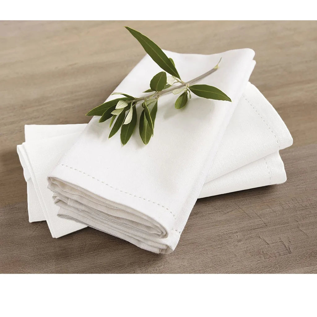 Napkins Rans Set of 4 Cotton Hemstitch - White - Home &