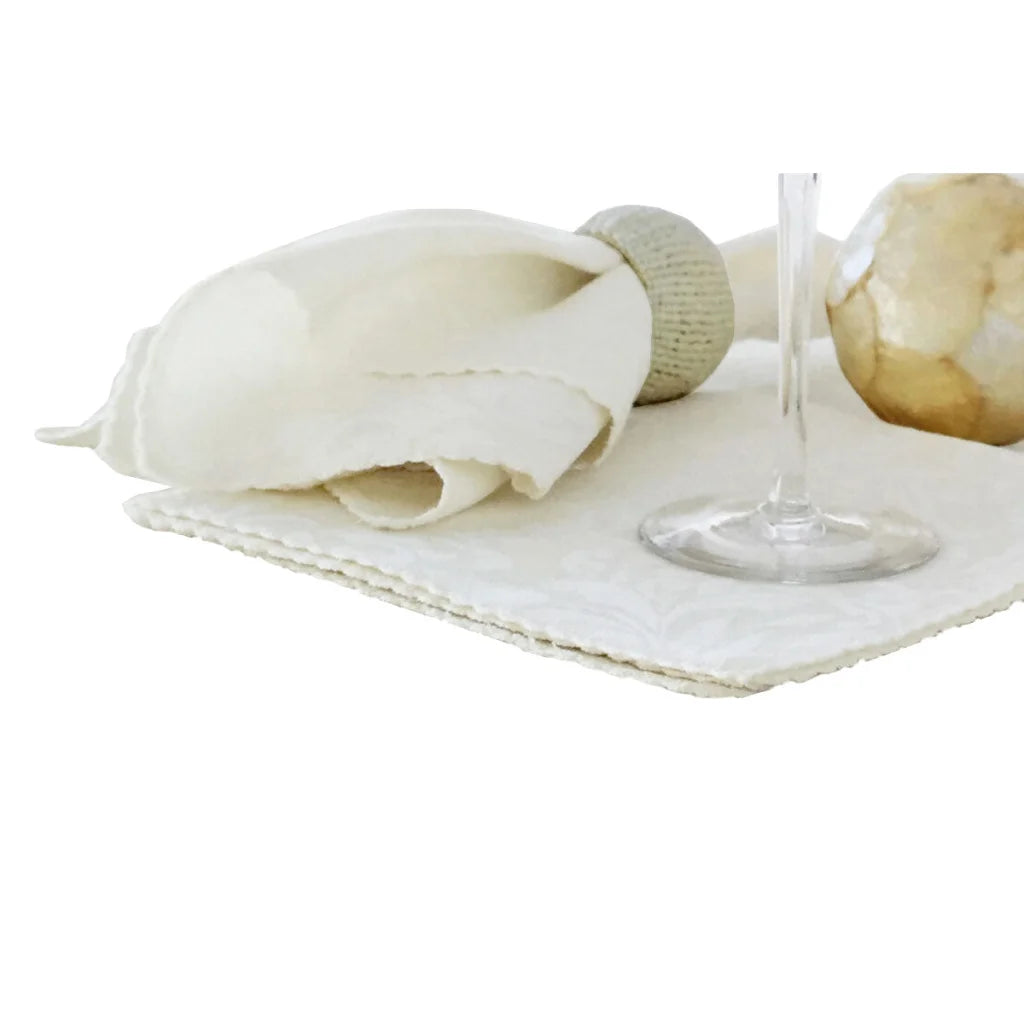 Napkins Set of 6 Damask Embossed Polyester Cotton Bright