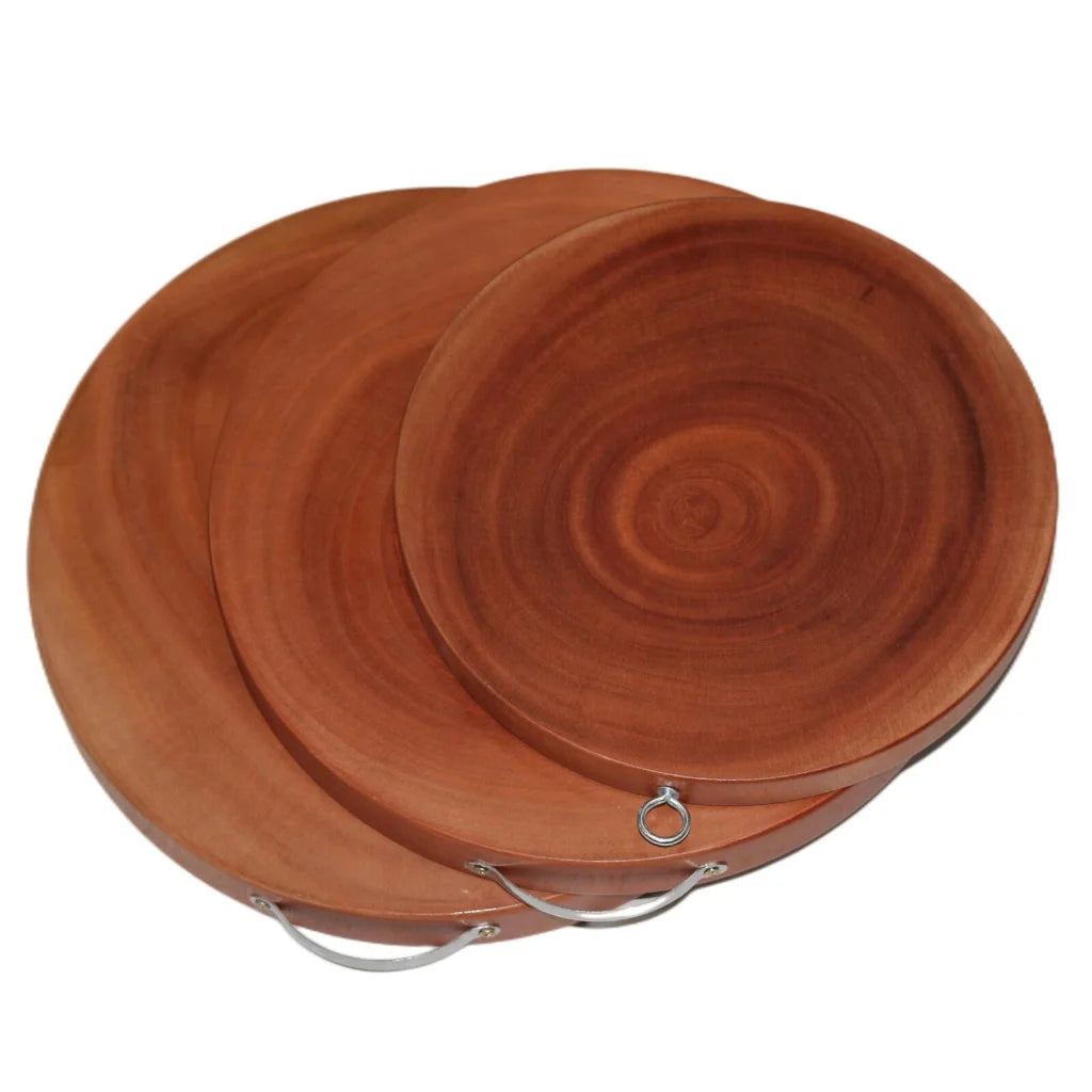 Natural Hardwood Kitchen Cutting Board Set of 3 Round