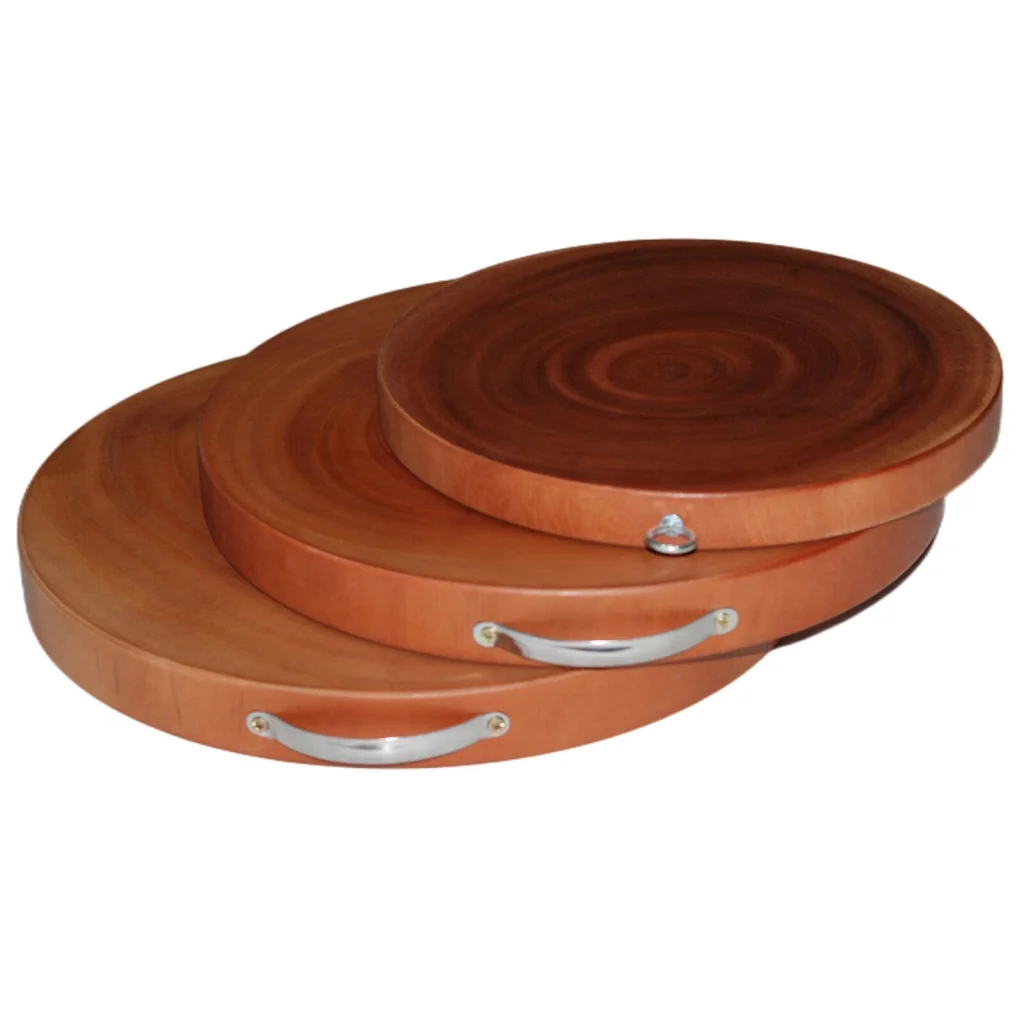 Natural Hardwood Kitchen Cutting Board Set of 3 Round