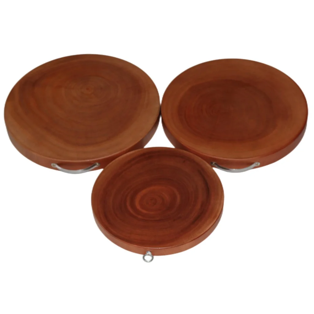 Natural Hardwood Kitchen Cutting Board Set of 3 Round