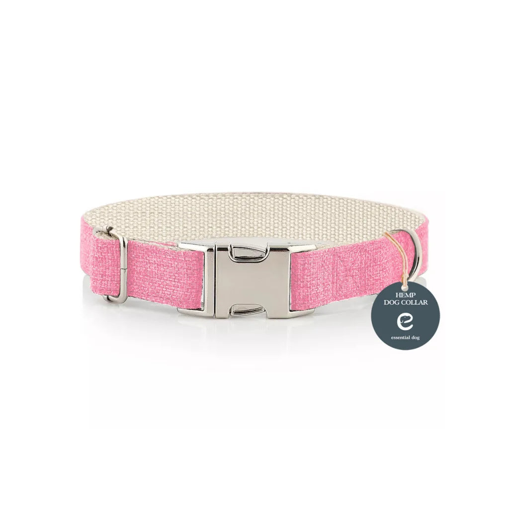 Natural Hemp & Cotton Dog Collar (Pretty Pink) LARGE - Pet