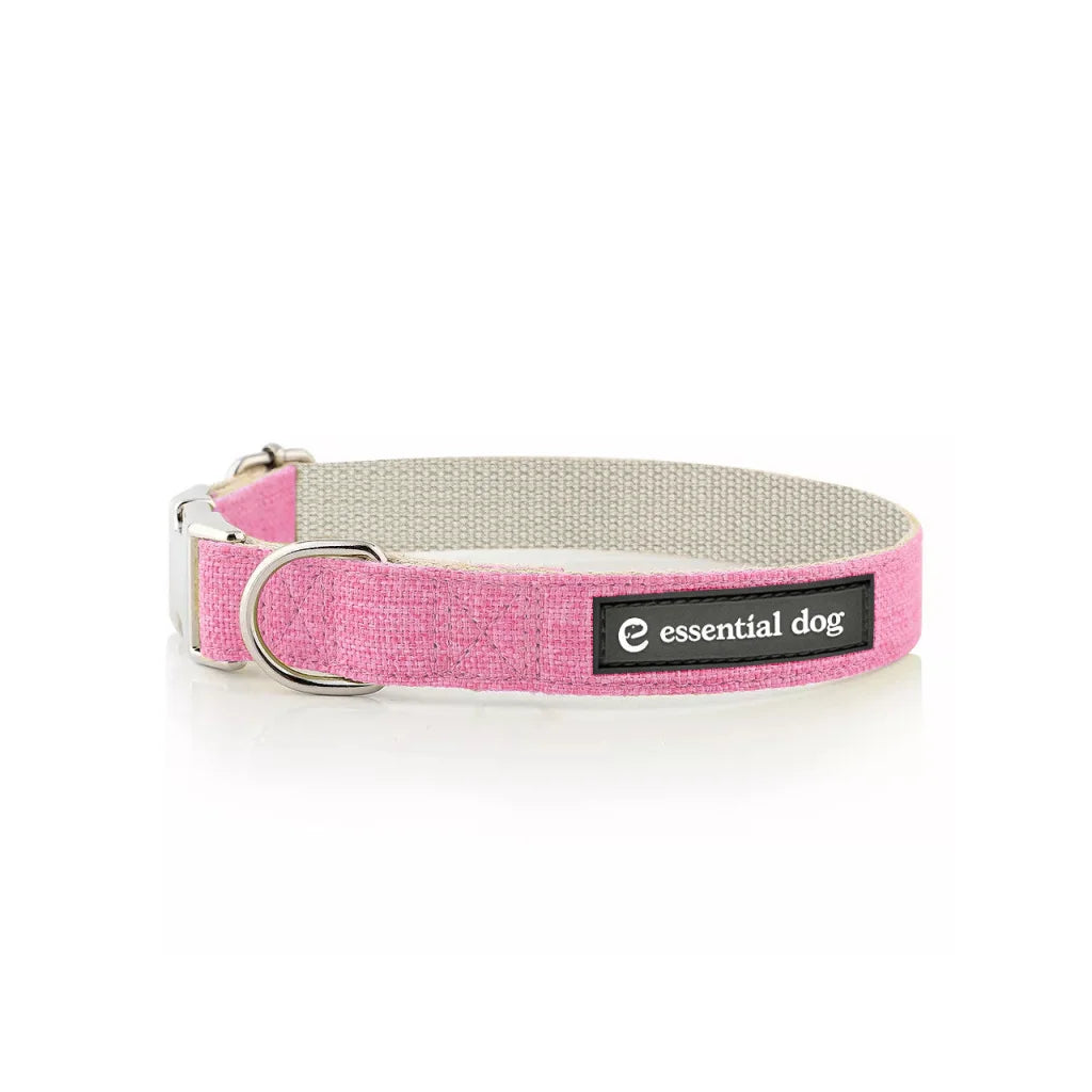 Natural Hemp & Cotton Dog Collar (Pretty Pink) SMALL - Pet