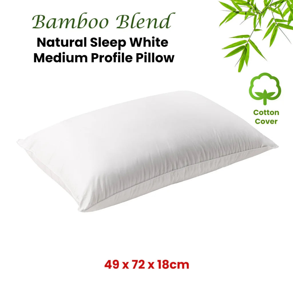 Natural Sleep Bamboo Blend Medium Profile Pillow - White