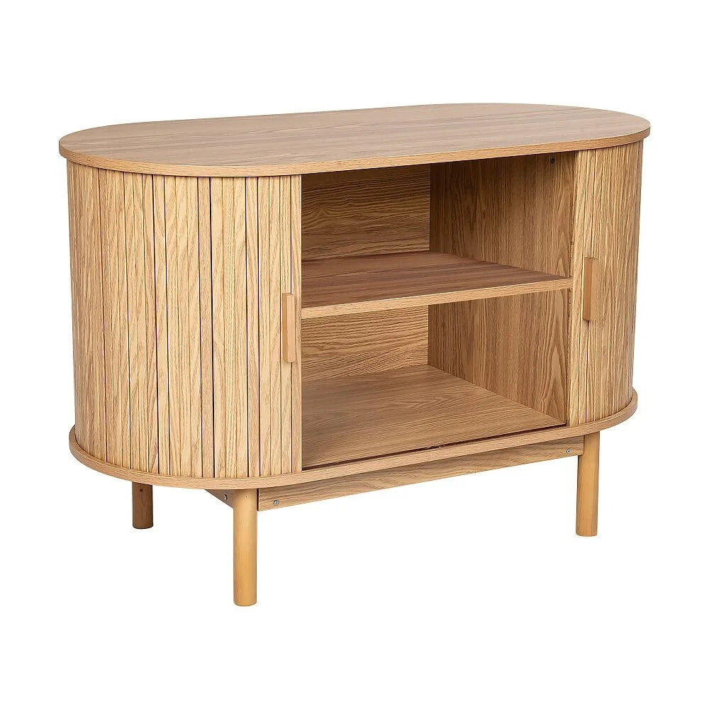 Natural Wood Ribbed Sideboard Cabinet - Furniture