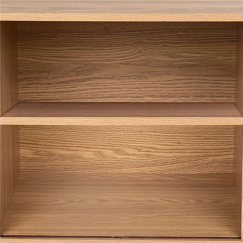 Natural Wood Ribbed Sideboard Cabinet - Furniture