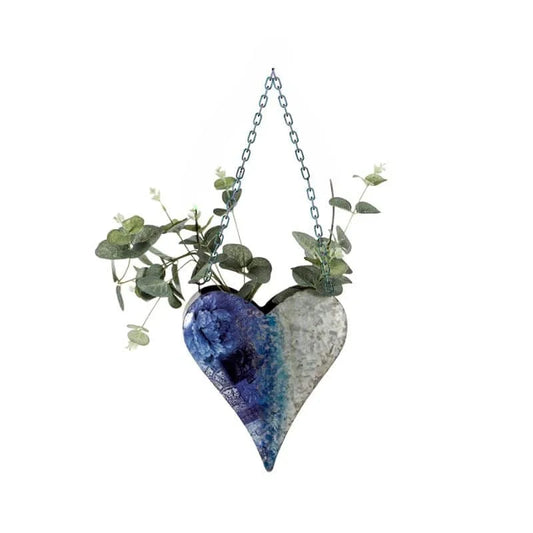 Natures Art’ W Blue Heart Hanging Planter 24cm - Home &